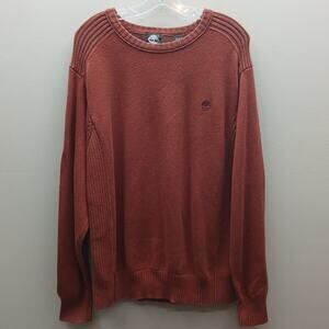 Vintage 90's Timberland 100% Cotton Knit Crew Neck Sweater Long Sleeve Rust XL